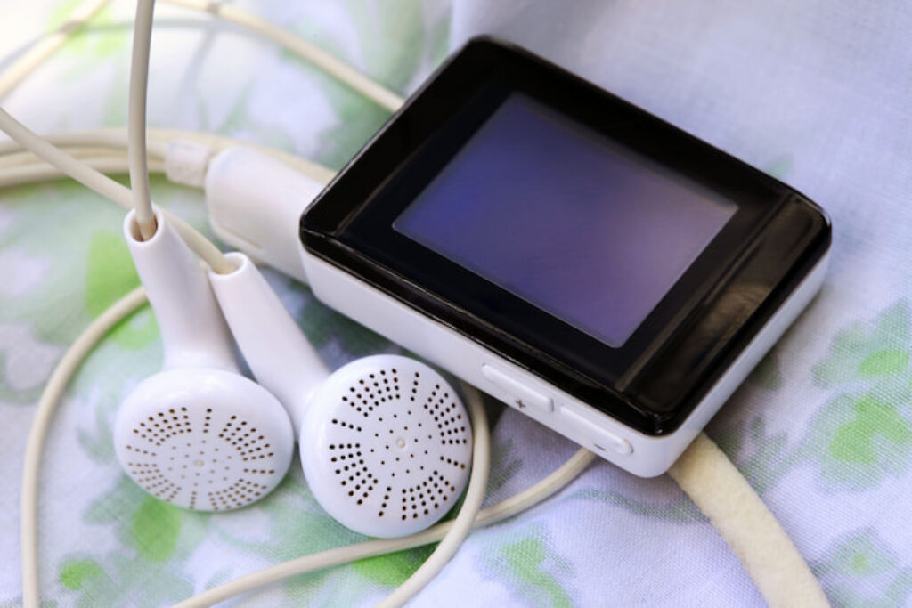 MP3 e fone de ouvido