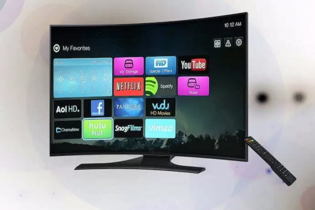 smart tv com ícones de aplicativos